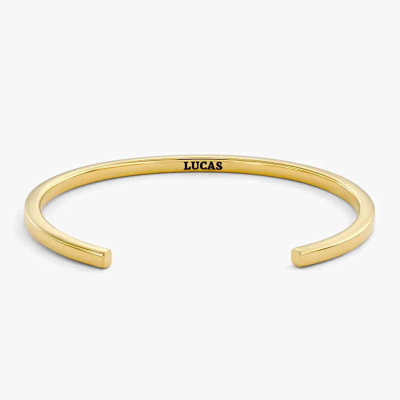 Gold Vermeil Personalized Name Plain Bangle Bracelet for Women-1