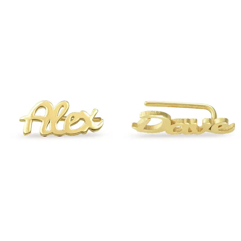 Gold Vermeil Personalized Name Stud Earrings for Women-1