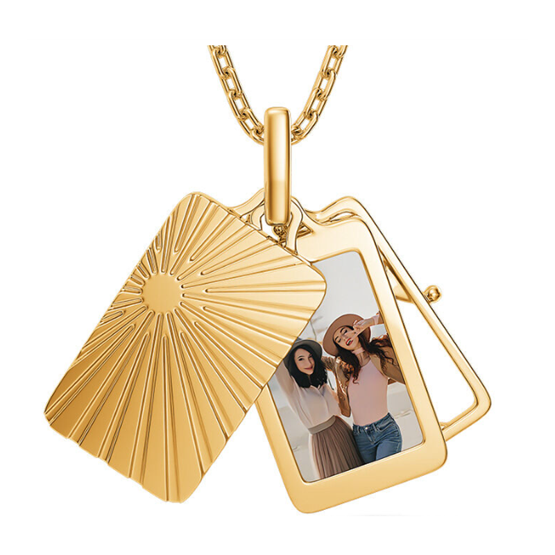 Gold Vermeil Personalized Photo Bar Necklace for Women-1