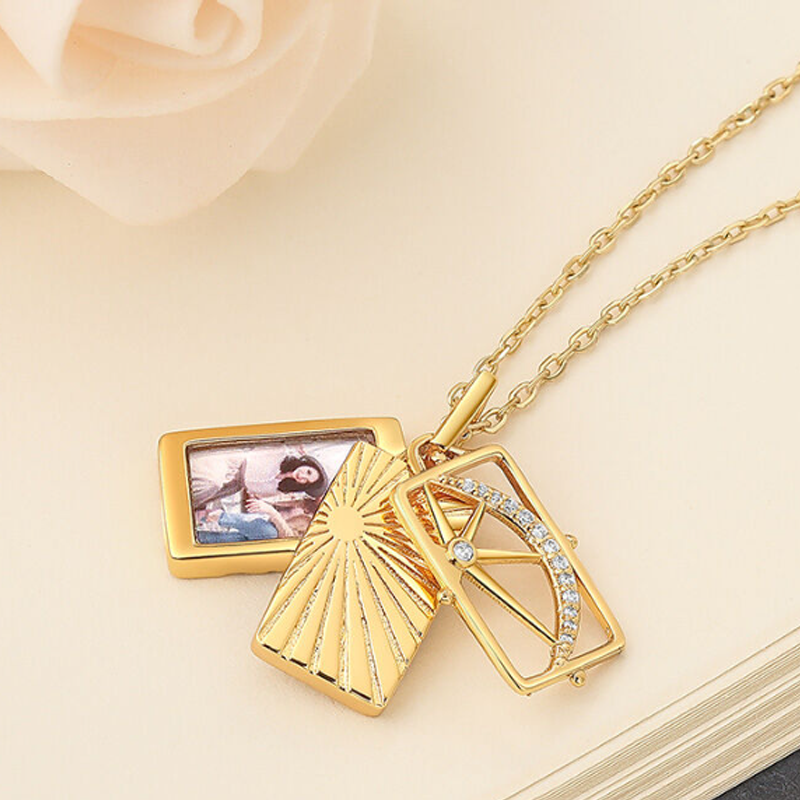 Gold Vermeil Personalized Photo Bar Necklace for Women-3