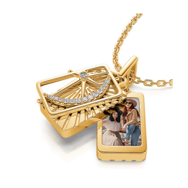 Gold Vermeil Personalized Photo Bar Necklace for Women-4