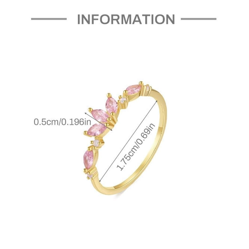 Gold Vermeil Pink Cubic Zirconia Crown Ring for Women-4