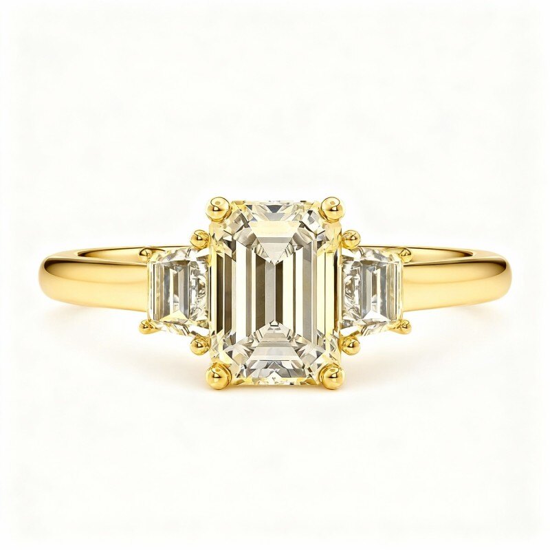 10Kゴールド プリンセスカット モアッサナイト エンゲージリング-1