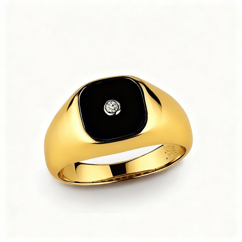 14K Gold Princess Cut Ring for Men-1