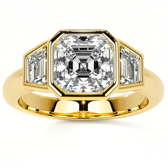 10K Gold Princess Cut Three-Stone Moissanite Engagement Ring