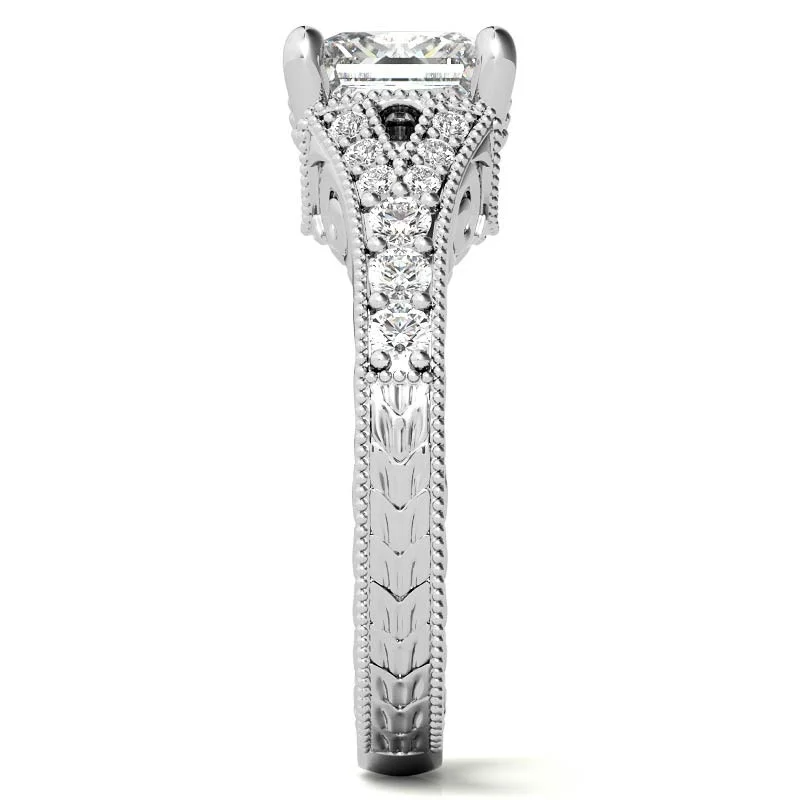 10K Gold Princess Cut Vintage Moissanite Engagement Ring-6