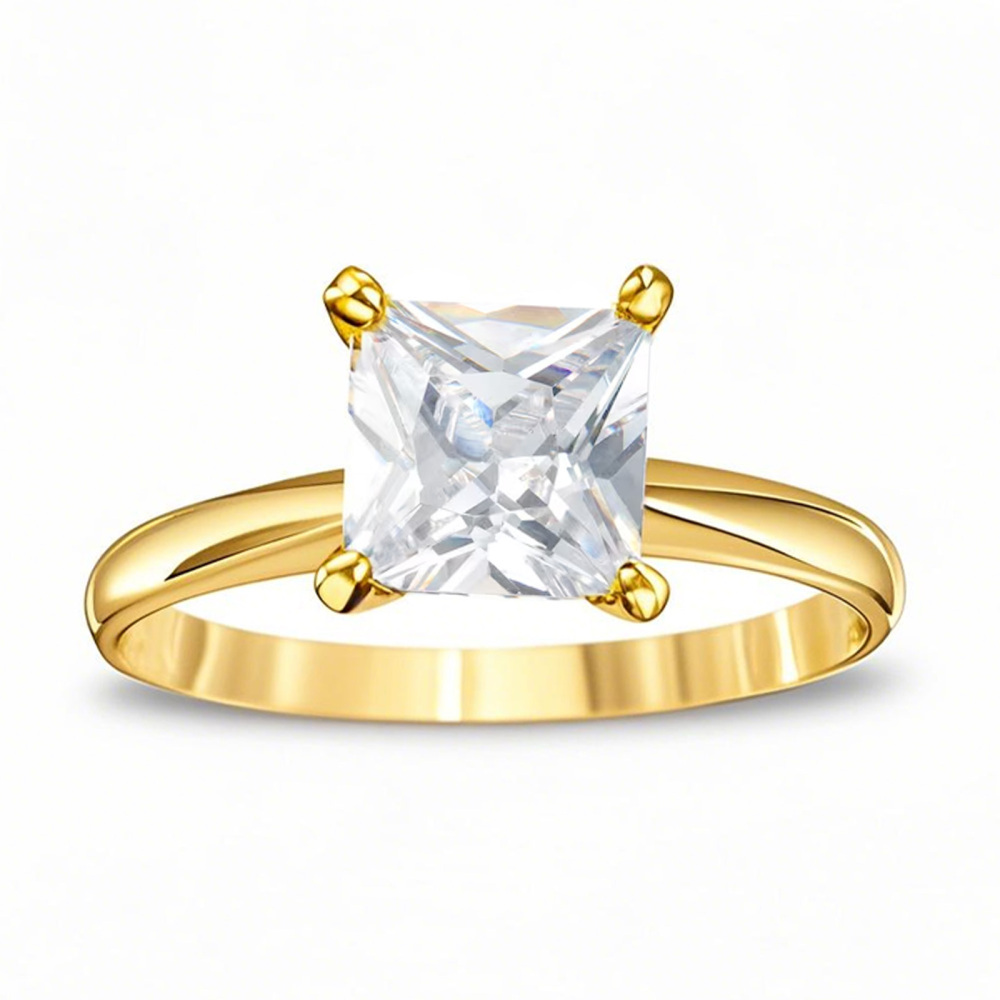 Anillo de compromiso de diamantes creados en laboratorio con certificación IGI D-VVS1 en forma de princesa en oro de 14 quilates-1