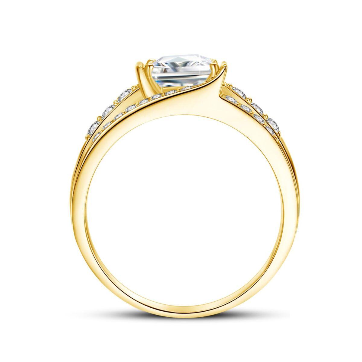 18K Gold Princess-square Shaped Moissanite Personalized Engraving & Couple Engagement Ring for Men-2