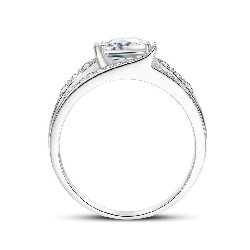 10K White Gold Princess Shaped Moissanite Personalized Engraving & Engagement Ring for Men-2