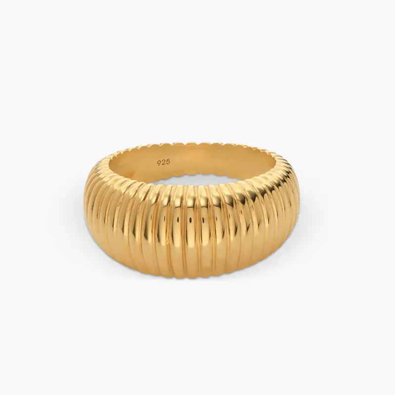 Gold Vermeil Ribbed Dome Ring for Women-1