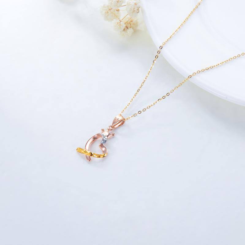 18K Three Colors Crown With Heart Pendant Necklace For Women Best Friend-5