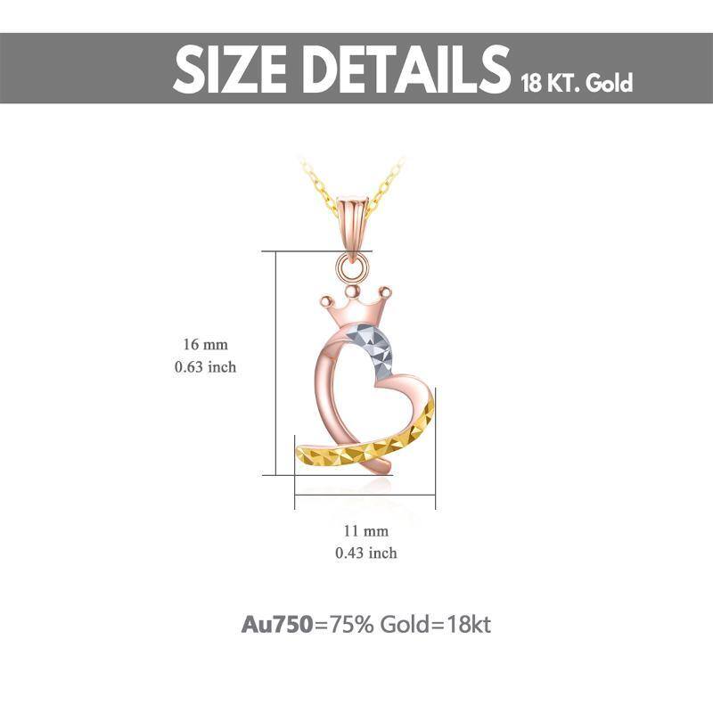 18K Trzykolorowa korona z sercem Naszyjnik dla kobiet Najlepszy przyjaciel-6