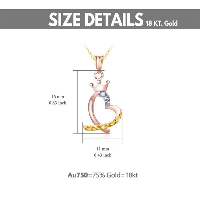 18K Three Colors Crown With Heart Pendant Necklace For Women Best Friend-6