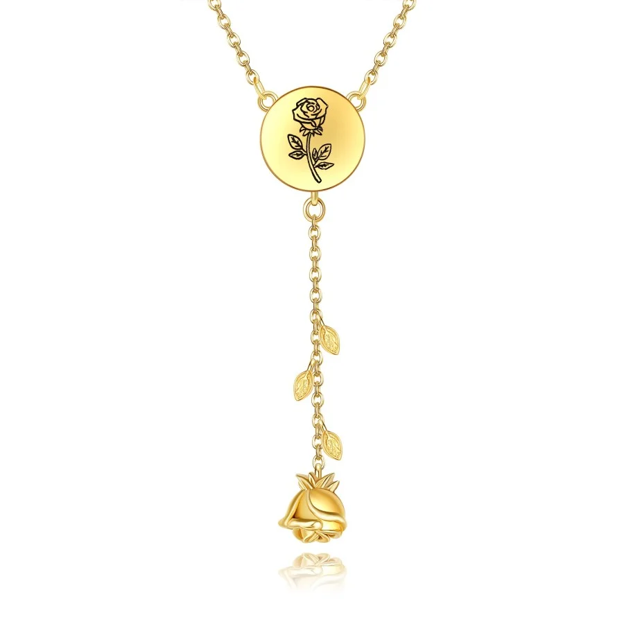 Gold Vermeil Rose Non-adjustable Y-Necklace for Women-1