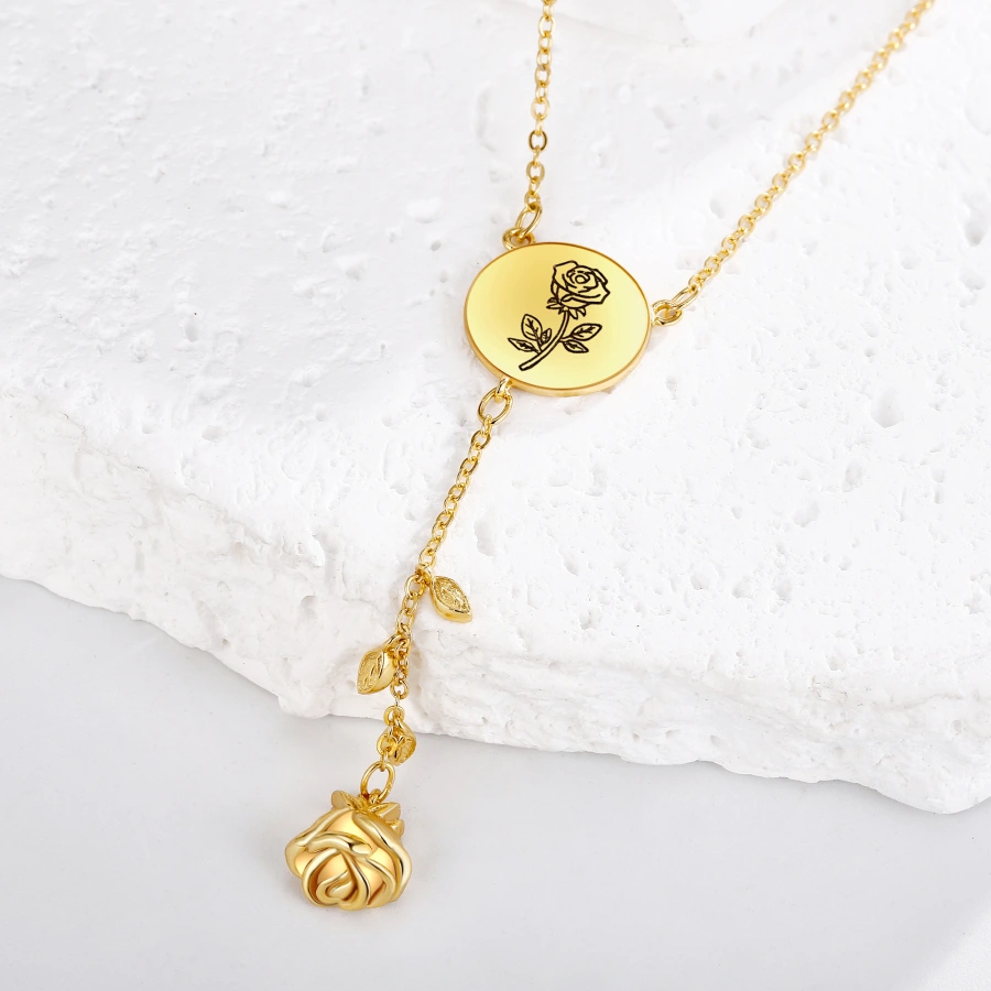 Gold Vermeil Rose Non-adjustable Y-Necklace for Women-4