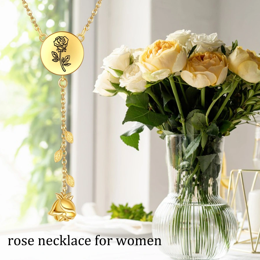 Gold Vermeil Rose Non-adjustable Y-Necklace for Women-6