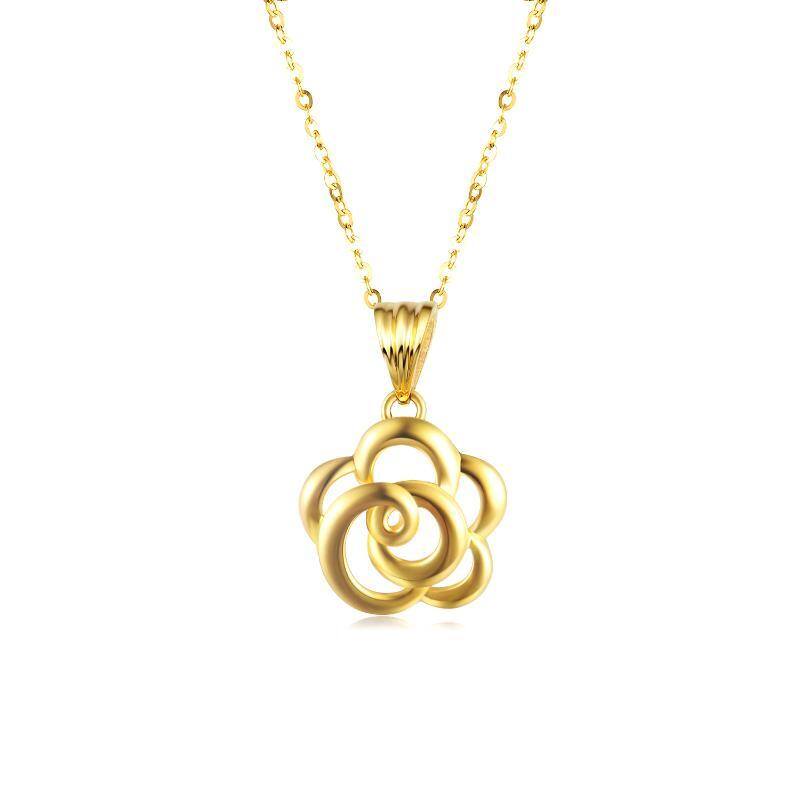 18K Gold Rose Pendant Necklace-1