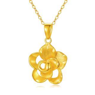 10K Gold Rose Pendant Necklace-53