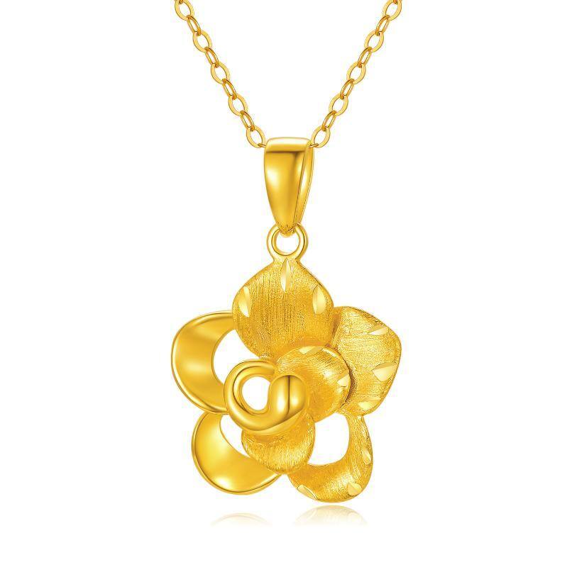 10K Gold Rose Pendant Necklace-8