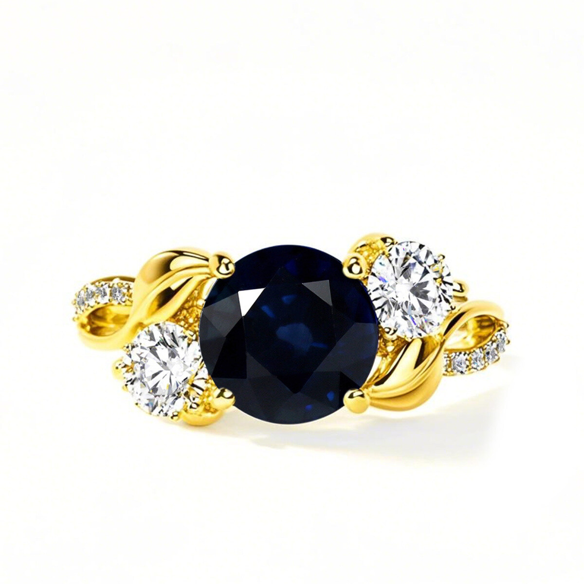 10K Gold Round Cut Custom Engagement Ring Gemstone Rings-1