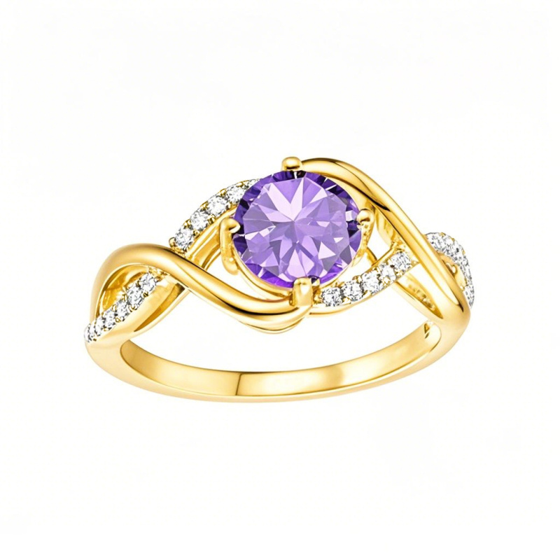 Obrączka ślubna z 18-karatowego złota z okrągłym szlifem i nieskończonością, na zawsze, dla kobiet-1