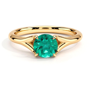 10K Gold Round Cut Emerald Reverie Solitaire Engagement Ring-34
