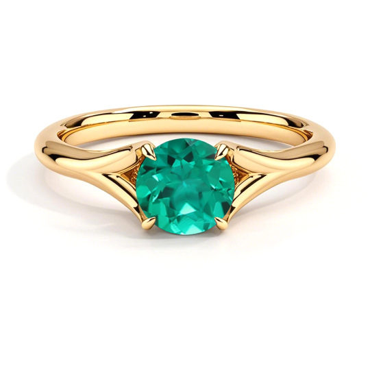 10K Gold Round Cut Emerald Reverie Solitaire Engagement Ring