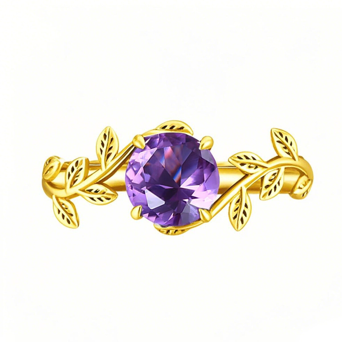 10K Gold Round Cut Ivy & Custom Engagement Ring Gemstone Ring-1