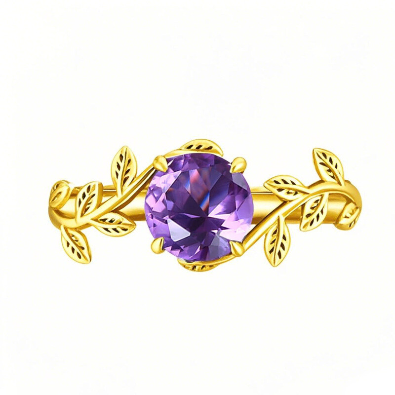 10K Gold Round Cut Ivy & Custom Engagement Ring Gemstone Ring-5