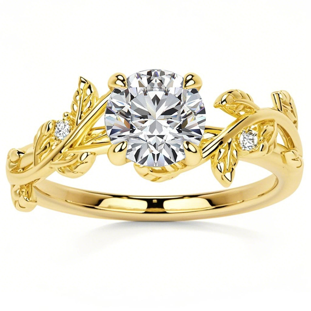 10K Gold Round Cut Ivy Moissanite Engagement Ring-1