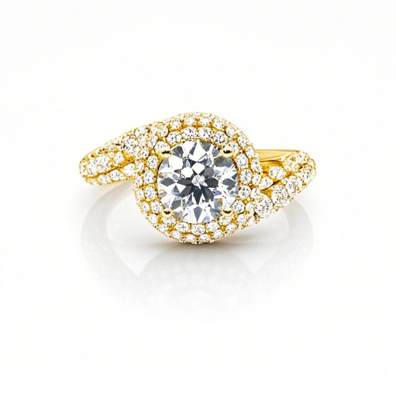 10K Gold Round Cut Lab Created Diamond Custom Rings VVS1 Clarity 3EX IGI Certified-31