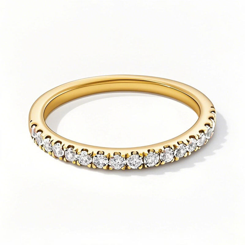 14K Gold Round Cut Lab Created Diamond Custom Wedding Band F Color VS2 Clarity 3EX-1