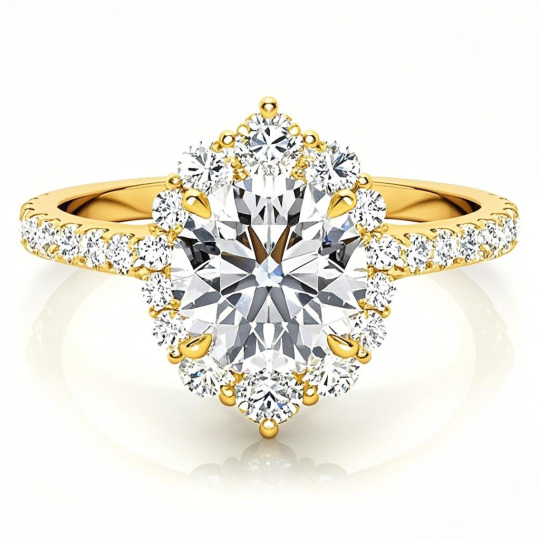 10K Gold Round Cut Moissanite Engagement Ring