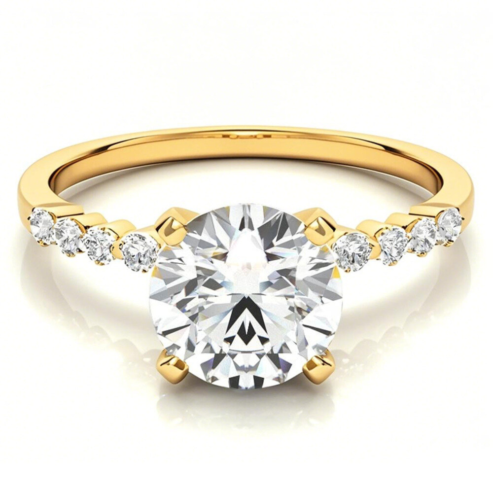 10 Karat Gold-Verlobungsring mit Moissanit im Rundschliff-1