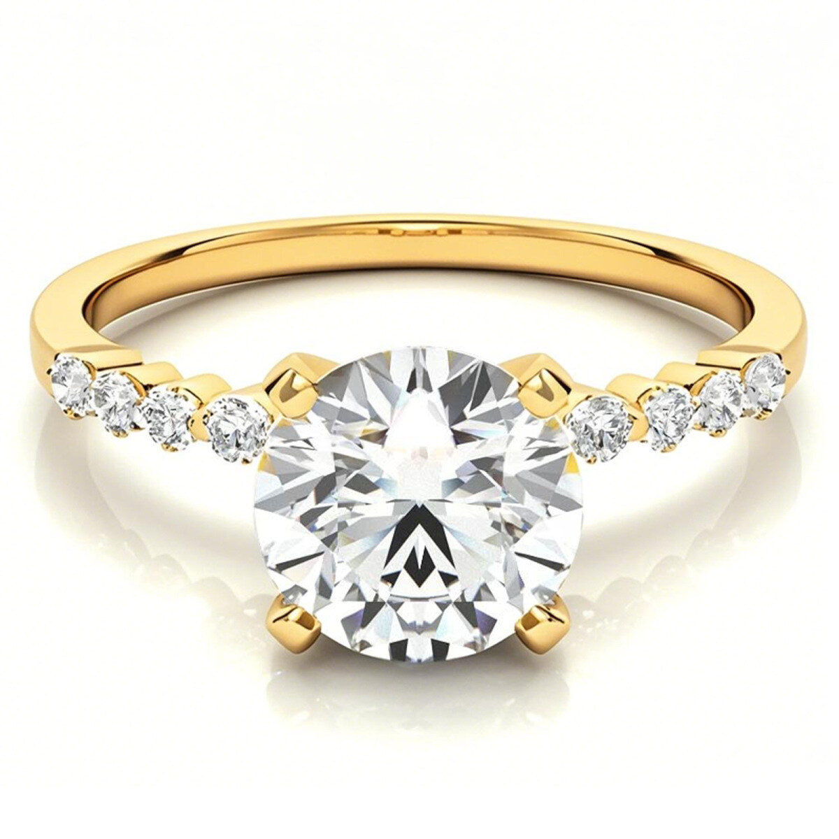 10K Gold Round Cut Moissanite Engagement Ring-1