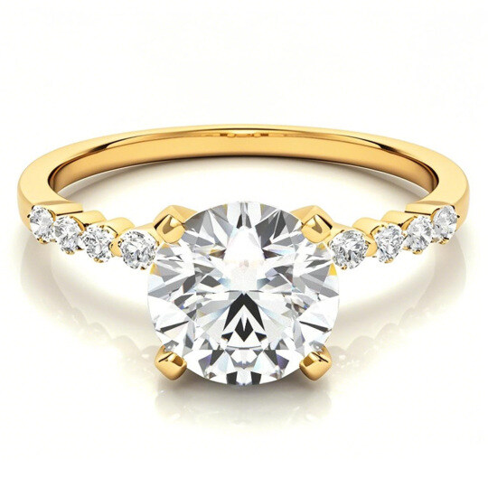 10K Gold Round Cut Moissanite Engagement Ring
