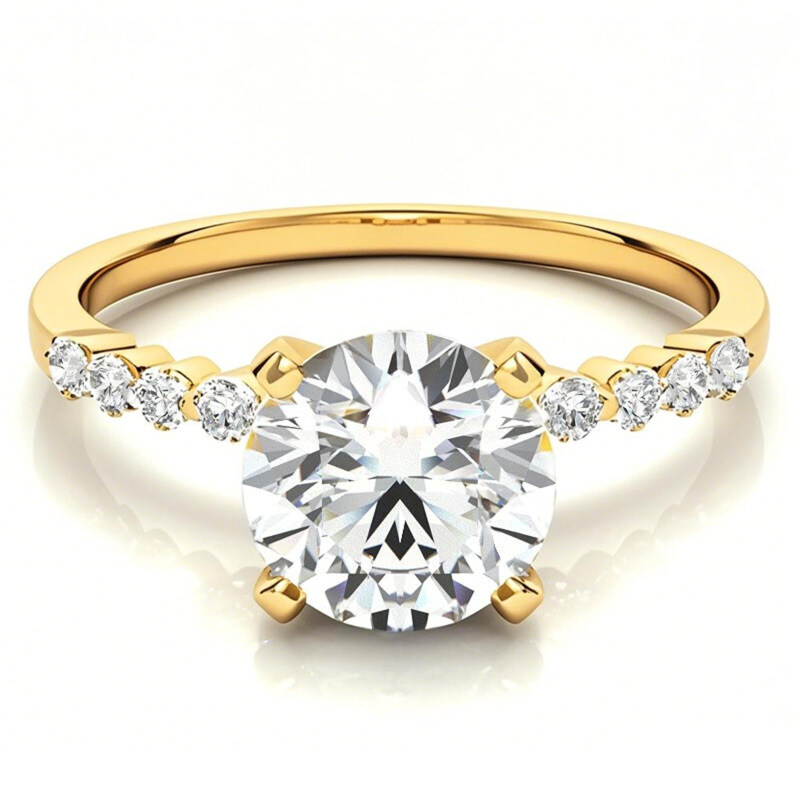 10 Karat Gold-Verlobungsring mit Moissanit im Rundschliff-1