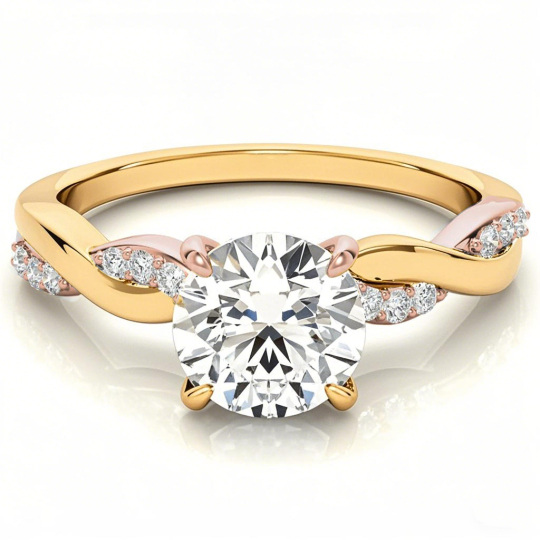 Anello di fidanzamento con moissanite taglio rotondo in oro 10 carati