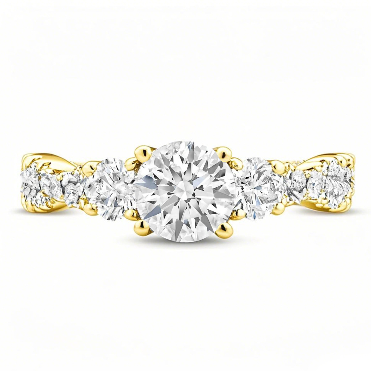 10K Gold Round Cut Moissanite Engagement Ring-1