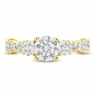 10K Gold Round Cut Moissanite Engagement Ring-11
