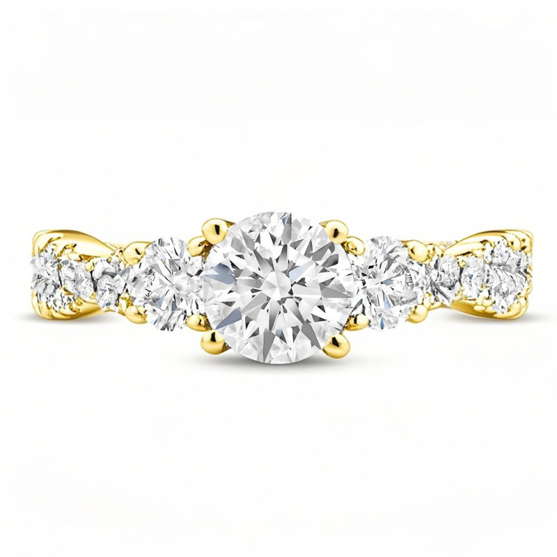 Anillo de compromiso de moissanita de corte redondo en oro de 10 quilates-1