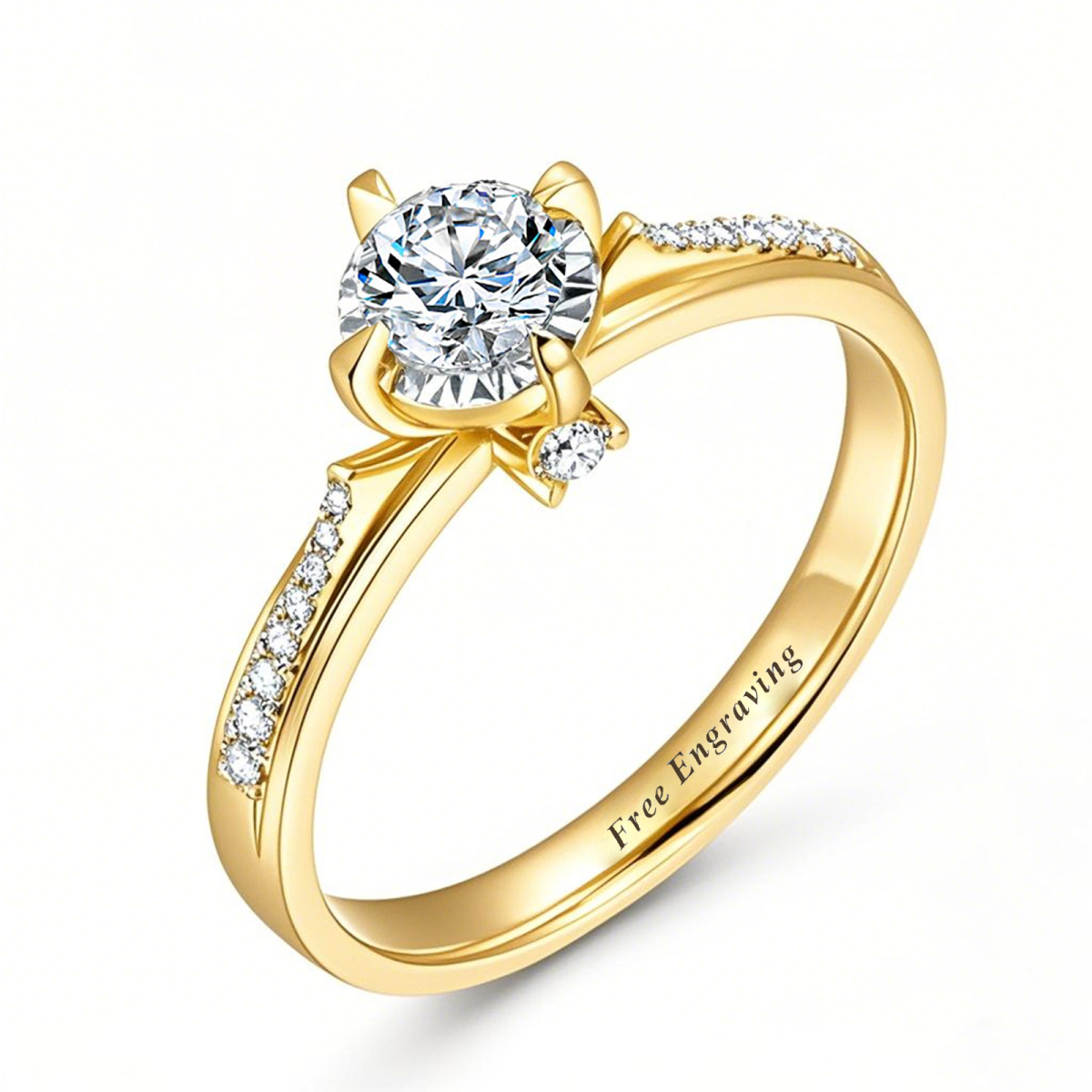 10K Gold Round Cut Moissanite Engagement Ring-1