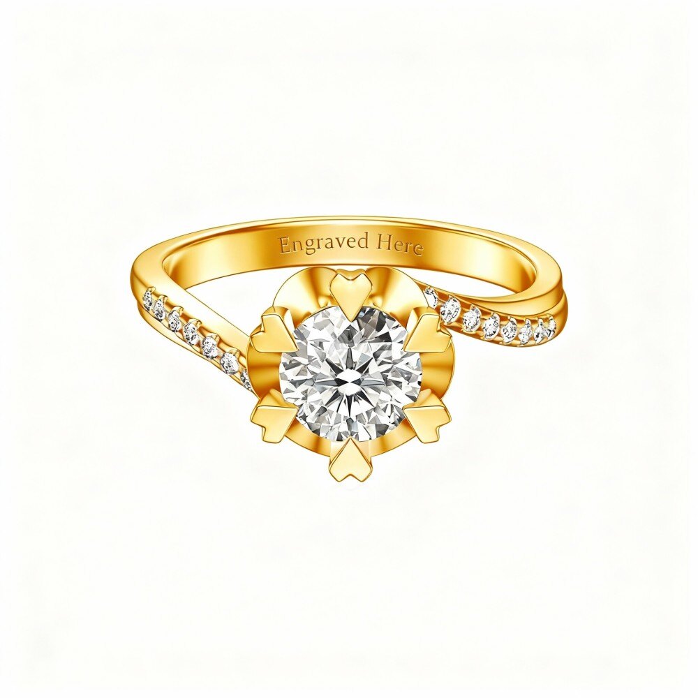 14K Gold Round Cut Moissanite Wedding Ring
