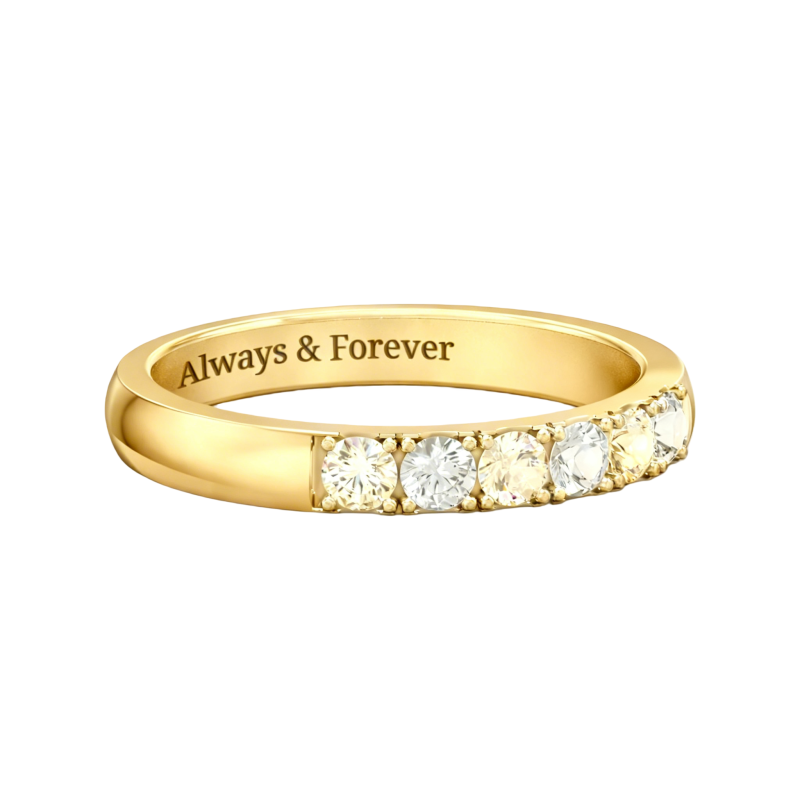 Anillo personalizado de oro de 18 quilates con piedra natal de talla redonda.-1