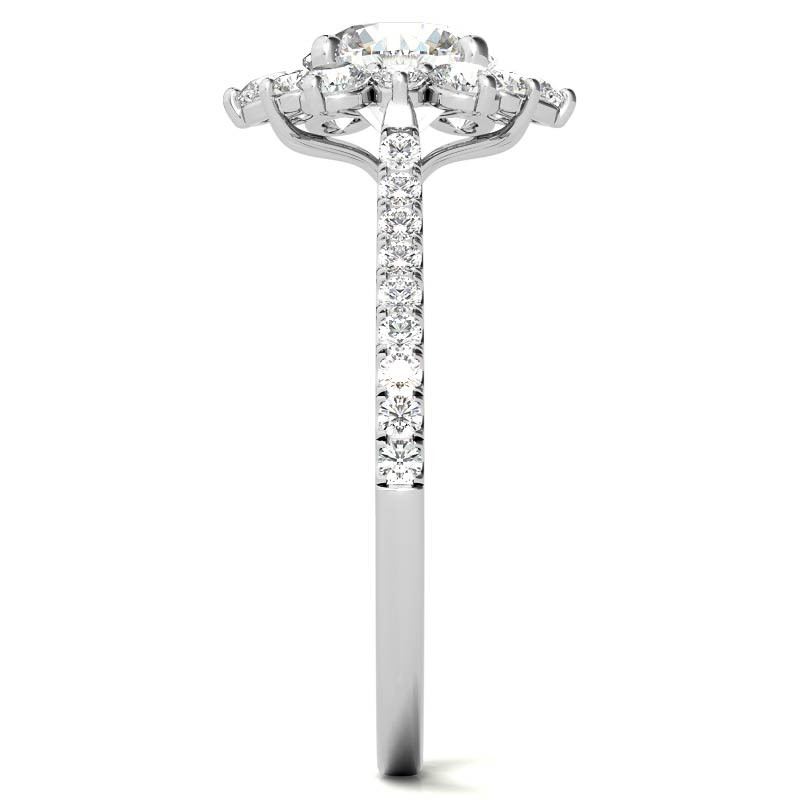 10K Gold Round Cut Snowflake Moissanite Engagement Ring-7