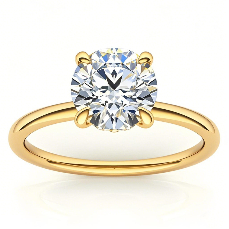 Pierścionek zaręczynowy z okrągłym szlifem Moissanite w złocie 18K-1