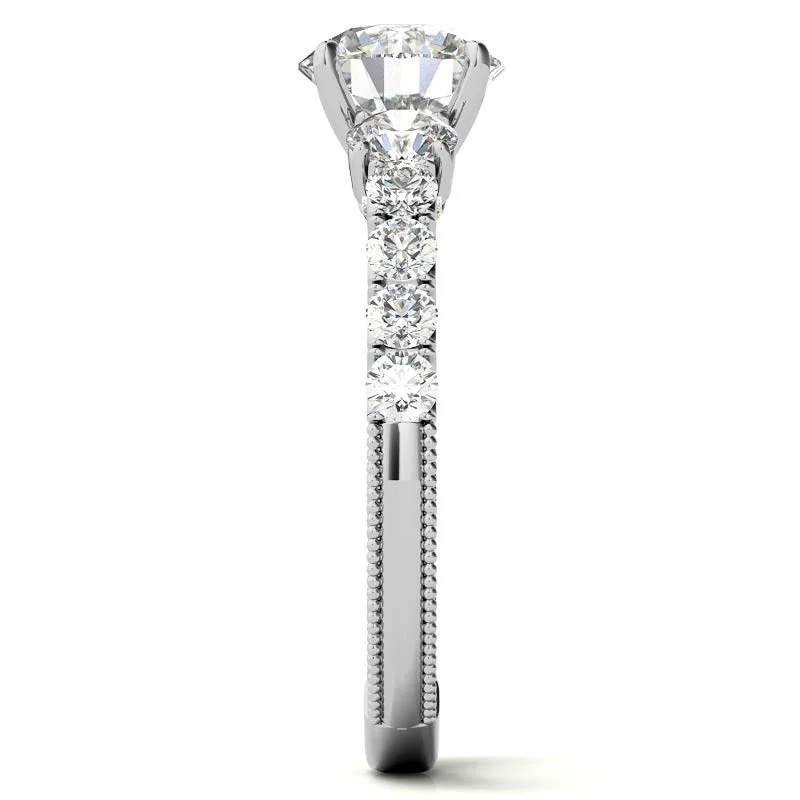 10K Gold Round Cut Vintage Moissanite Engagement Ring-6
