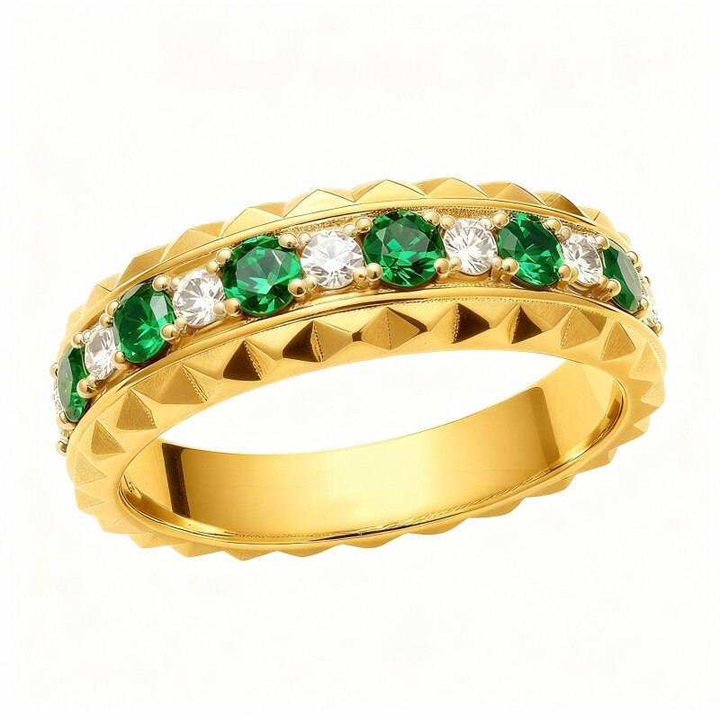 Obrączka ślubna ze złota 18K z okrągłym szlifem-1