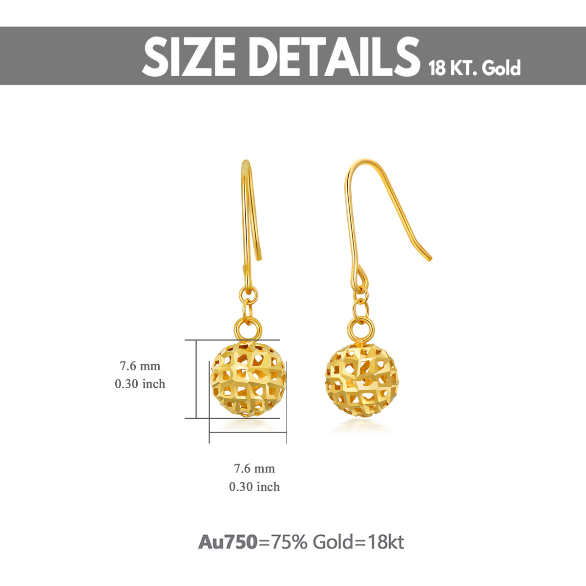 10K Gold Round Drop Earrings-5