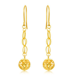 10K Gold Round Drop Earrings-8